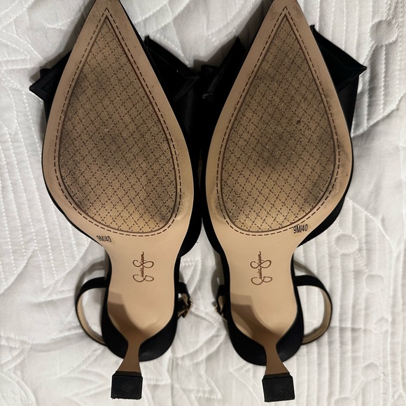 Jessica Simpson Black Bow Slingback Heels 9 EUC - Picture 4 of 6